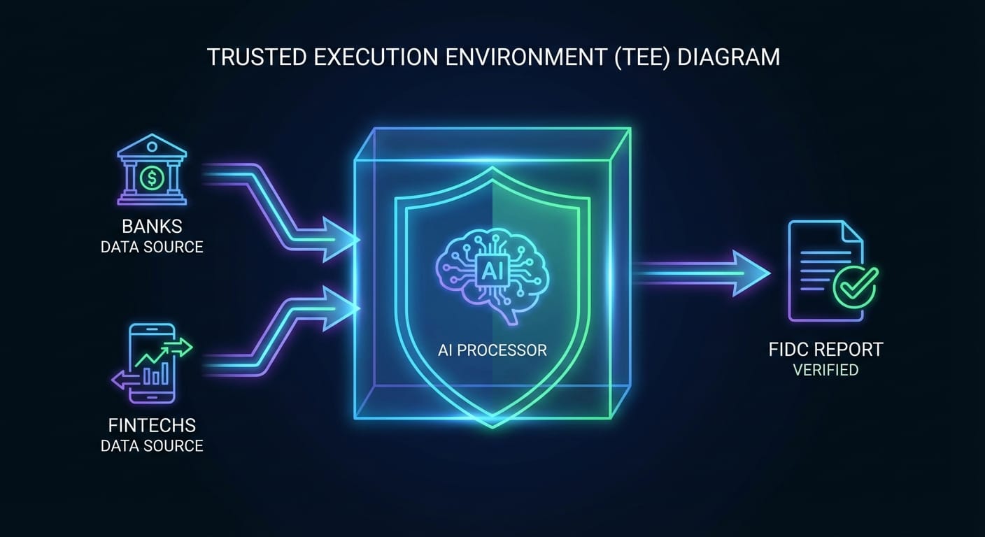 Diagrama explicando o funcionamento de um enclave seguro para análise de FIDC