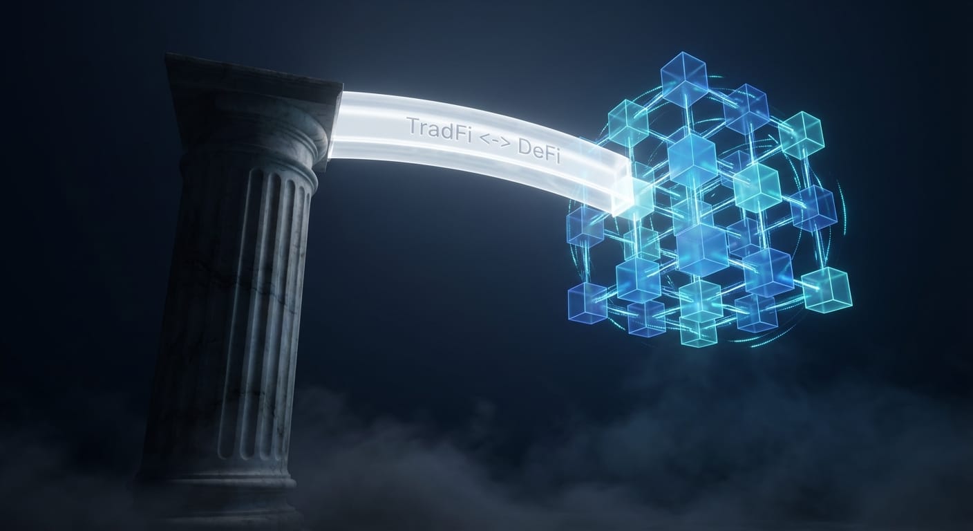 Ponte entre o sistema financeiro tradicional (TradFi) e o ecossistema de Finanças Descentralizadas (DeFi)