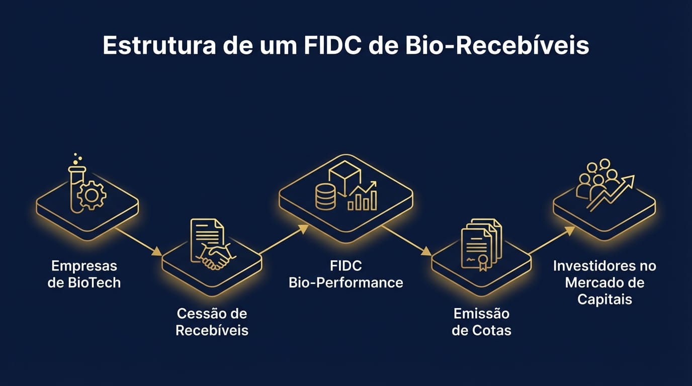 Diagrama de fluxo da estrutura de um FIDC de Bio-Recebíveis